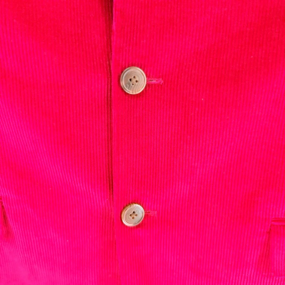 Saddlebred Mens 40R Red Corduroy Blazer Two Button Gingham Lined Sport Coat